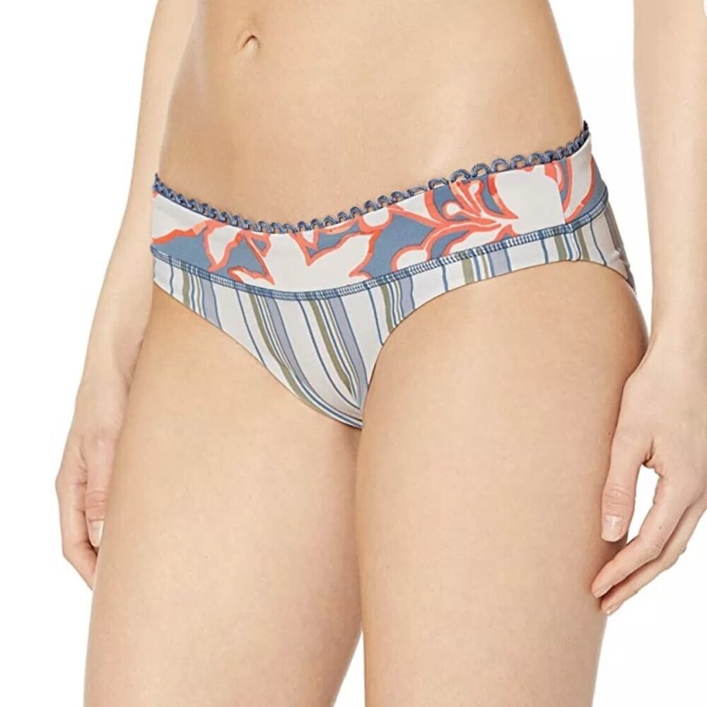 Maaji, Women’s Reversible Bikini Bottom, Size Large, Blue, White Striped